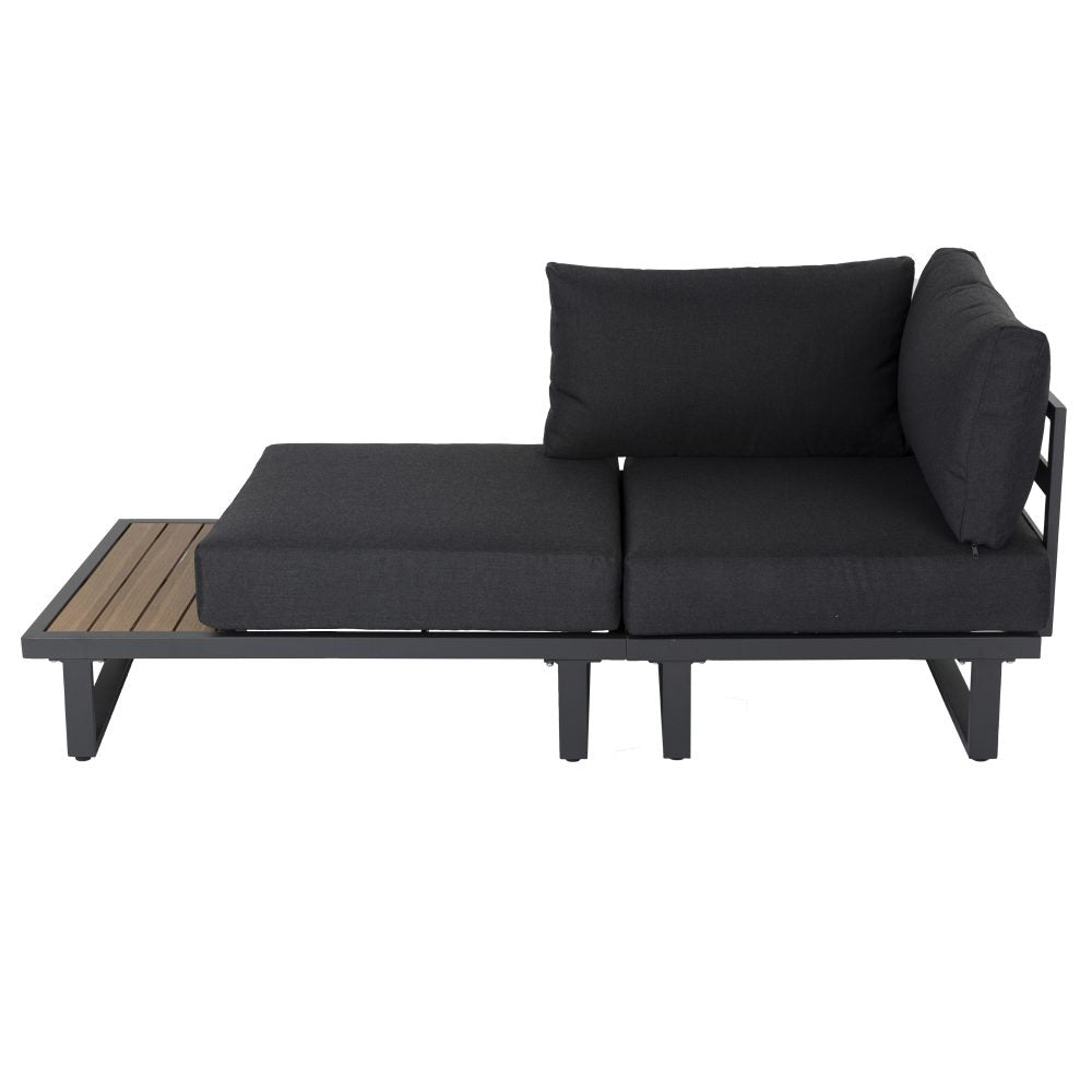 Modern Outdoor 7 Piece Lounge Set with Slatted Polywood Design Tables - Cosy Abode