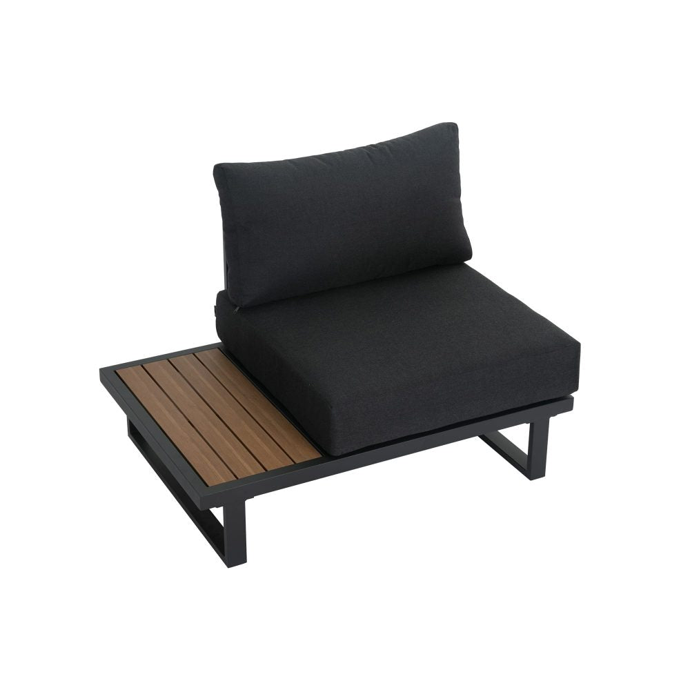 Modern Outdoor 7 Piece Lounge Set with Slatted Polywood Design Tables - Cosy Abode