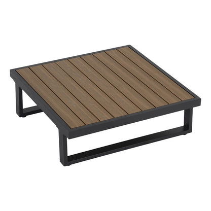 Modern Outdoor 7 Piece Lounge Set with Slatted Polywood Design Tables - Cosy Abode
