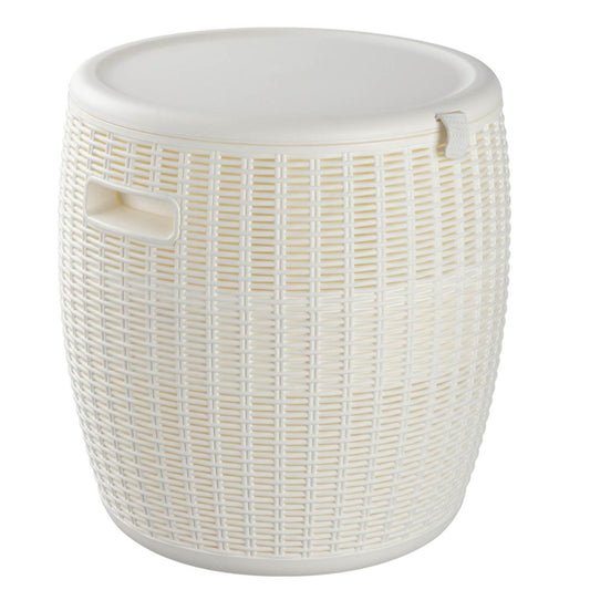 White Outdoor Bar Stool with Storage - Cosy Abode