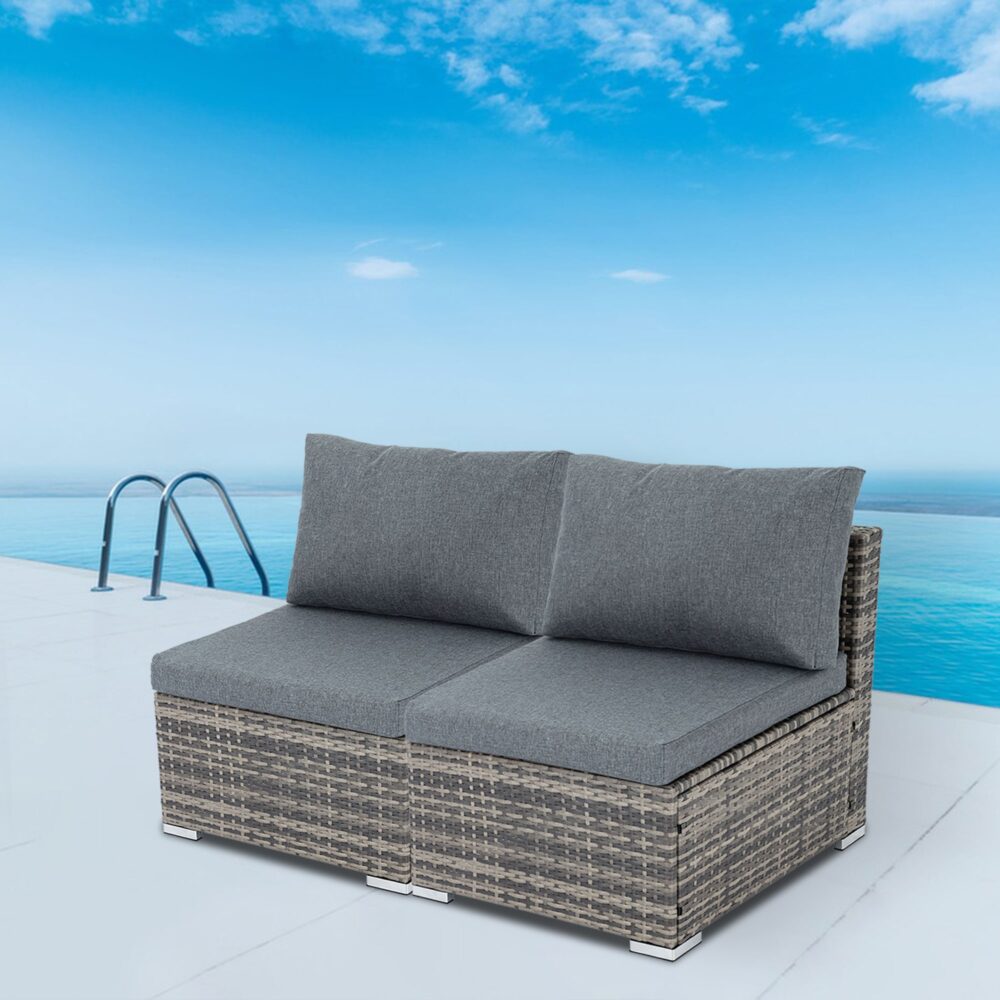 Grey Armless Outdoor Sofa Set - Cosy Abode
