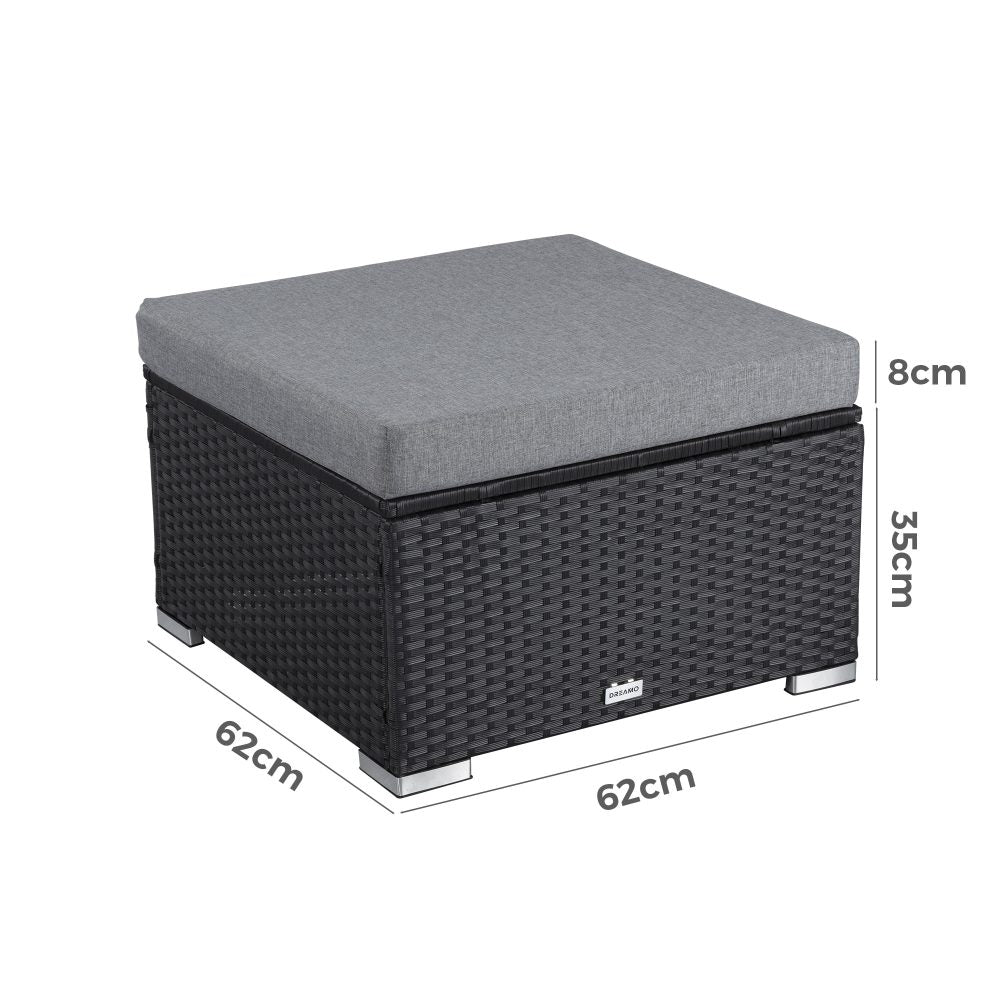 Outdoor wicker ottoman in Black - Cosy Abode