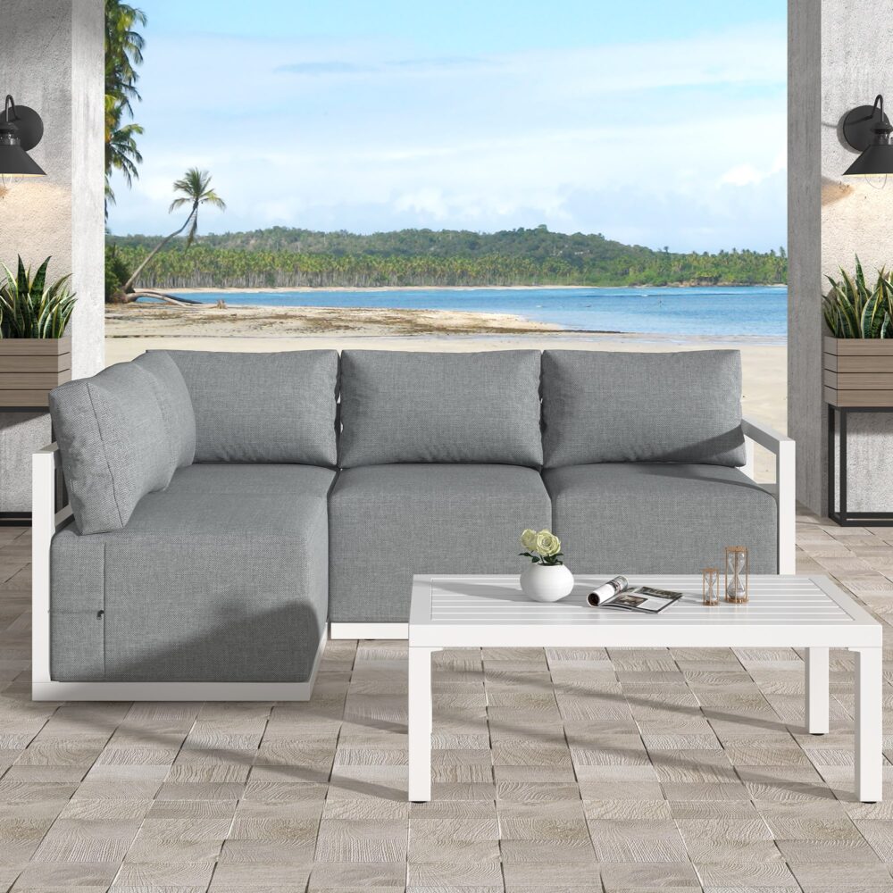 Four-Seat Alfresco Harmony Set – Charcoal Grey - Cosy Abode