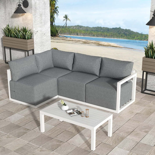 Four-Seat Alfresco Harmony Set – White - Cosy Abode