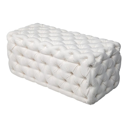 Elsa Tufted Ottoman Beach Boucle White-Rectangular - Cosy Abode