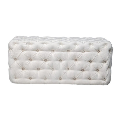 Elsa Tufted Ottoman Beach Boucle White-Rectangular - Cosy Abode