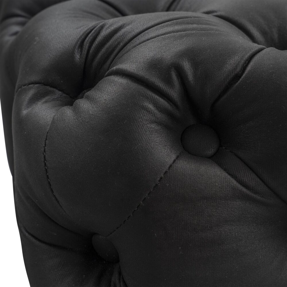 Black Leathaire Ottoman-Rectangular - Cosy Abode