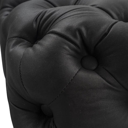 Black Leathaire Ottoman-Rectangular - Cosy Abode