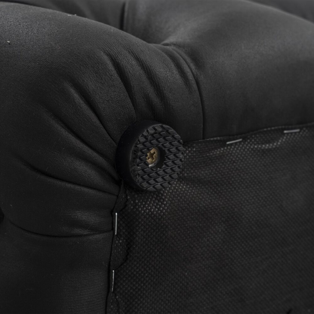 Black Leathaire Ottoman-Rectangular - Cosy Abode