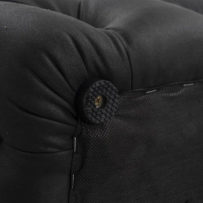 Black Leathaire Ottoman-Rectangular - Cosy Abode