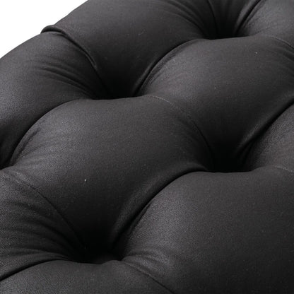 Contemporary Black Leather-look Ottoman with Button - Cosy Abode