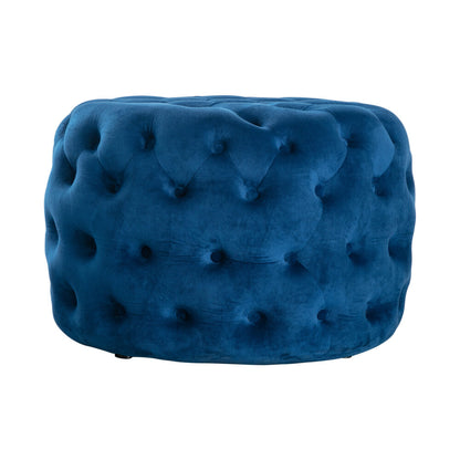 Round Velvet Ottoman in Navy - Cosy Abode