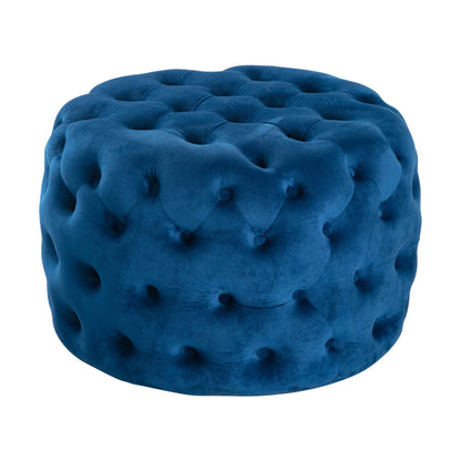 Round Velvet Ottoman in Navy - Cosy Abode
