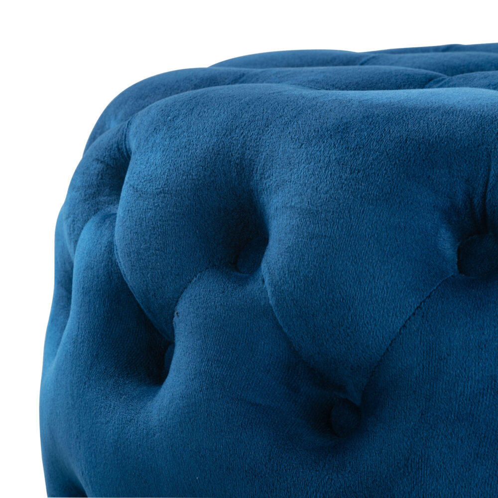 Round Velvet Ottoman in Navy - Cosy Abode