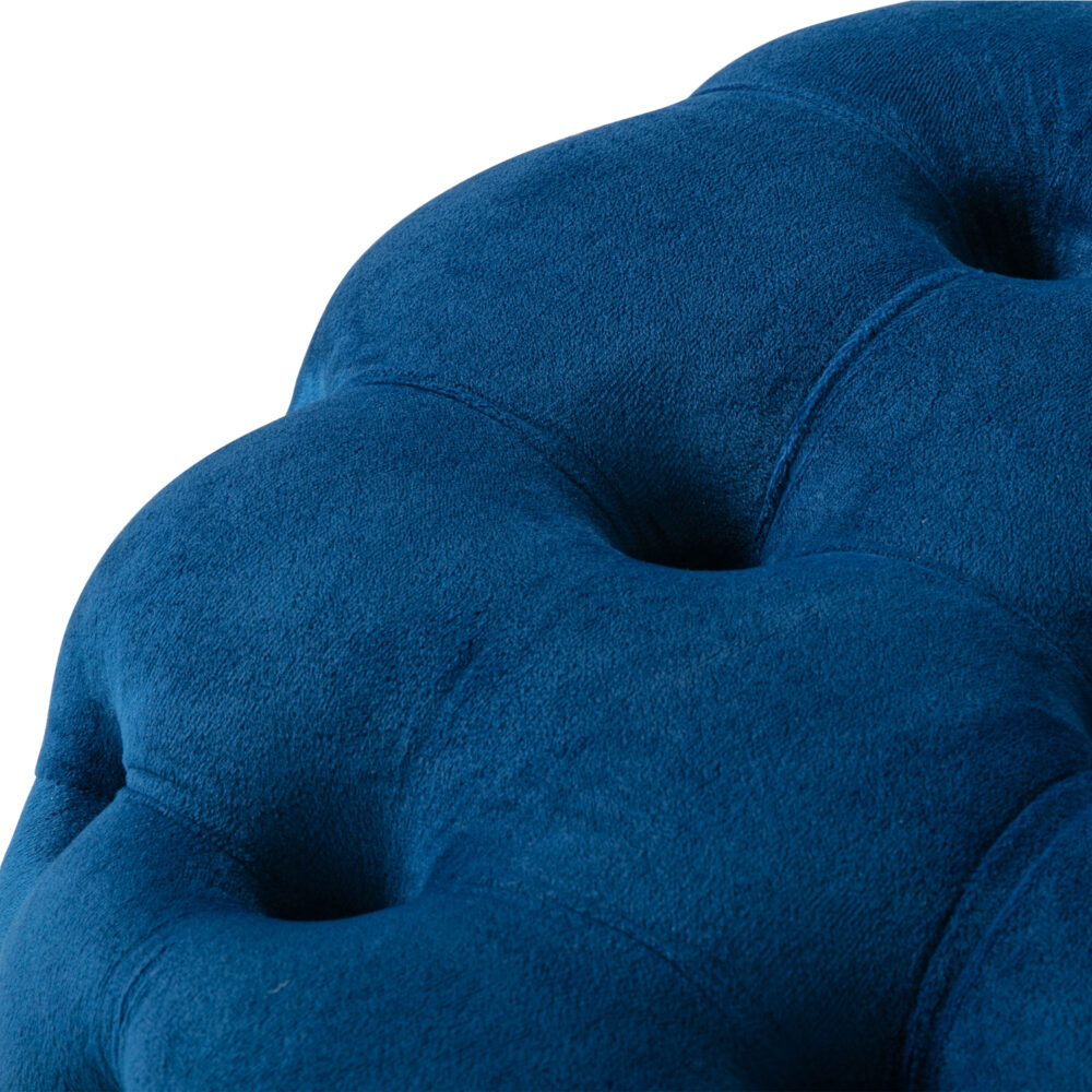 Round Velvet Ottoman in Navy - Cosy Abode