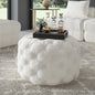 Bouclé White Ottoman-Round - Cosy Abode