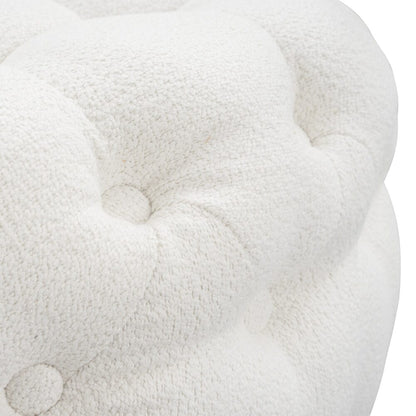 Bouclé White Ottoman-Round - Cosy Abode