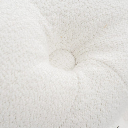Bouclé White Ottoman-Round - Cosy Abode