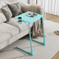 Foldable Table Adjustable Tray Laptop Desk with Removable Cup Holder-Turquoise - Cosy Abode