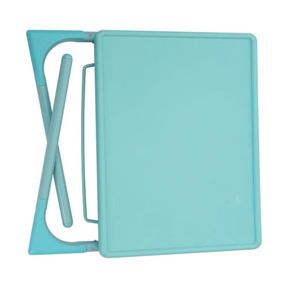 Foldable Table Adjustable Tray Laptop Desk with Removable Cup Holder-Turquoise - Cosy Abode