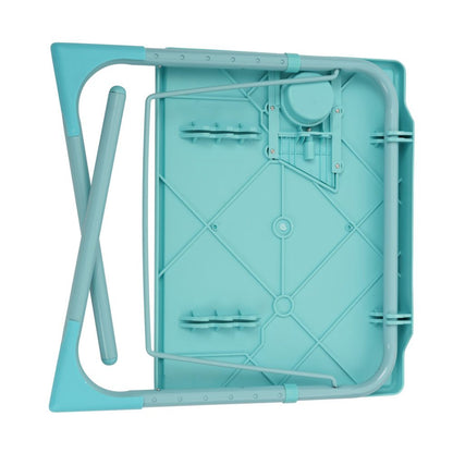 Foldable Table Adjustable Tray Laptop Desk with Removable Cup Holder-Turquoise - Cosy Abode