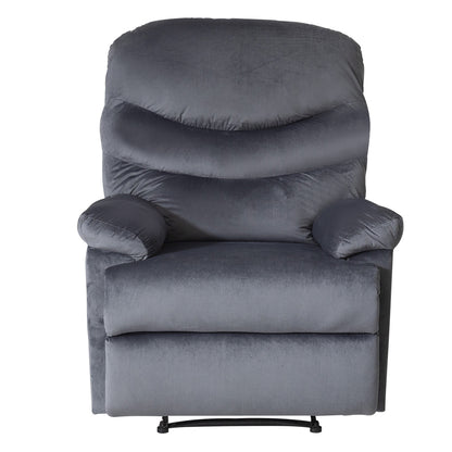 Wide Manual Single Recliner Sofa-Velvet Grey - Cosy Abode
