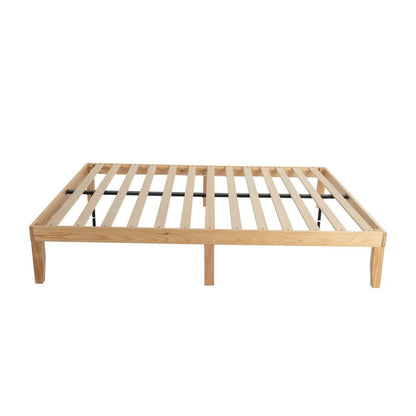 Warm Wooden Natural Bed Base Frame – Double - Cosy Abode