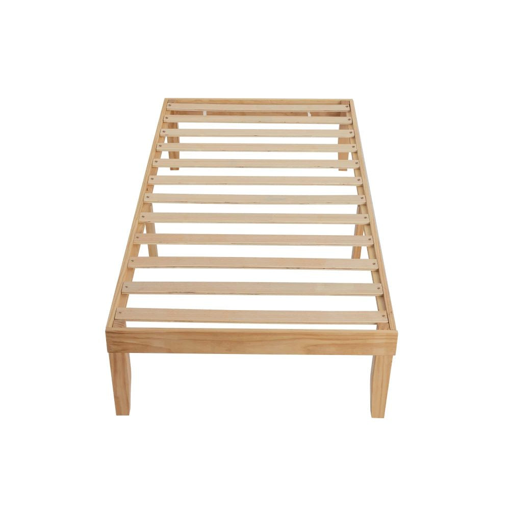Single Size Warm Wooden Natural Bed Base Frame – King Single - Cosy Abode