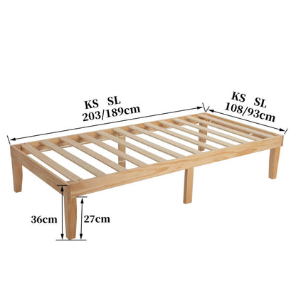 Single Size Warm Wooden Natural Bed Base Frame – King Single - Cosy Abode