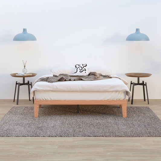 Warm Wooden Natural Bed Base Frame – Queen - Cosy Abode