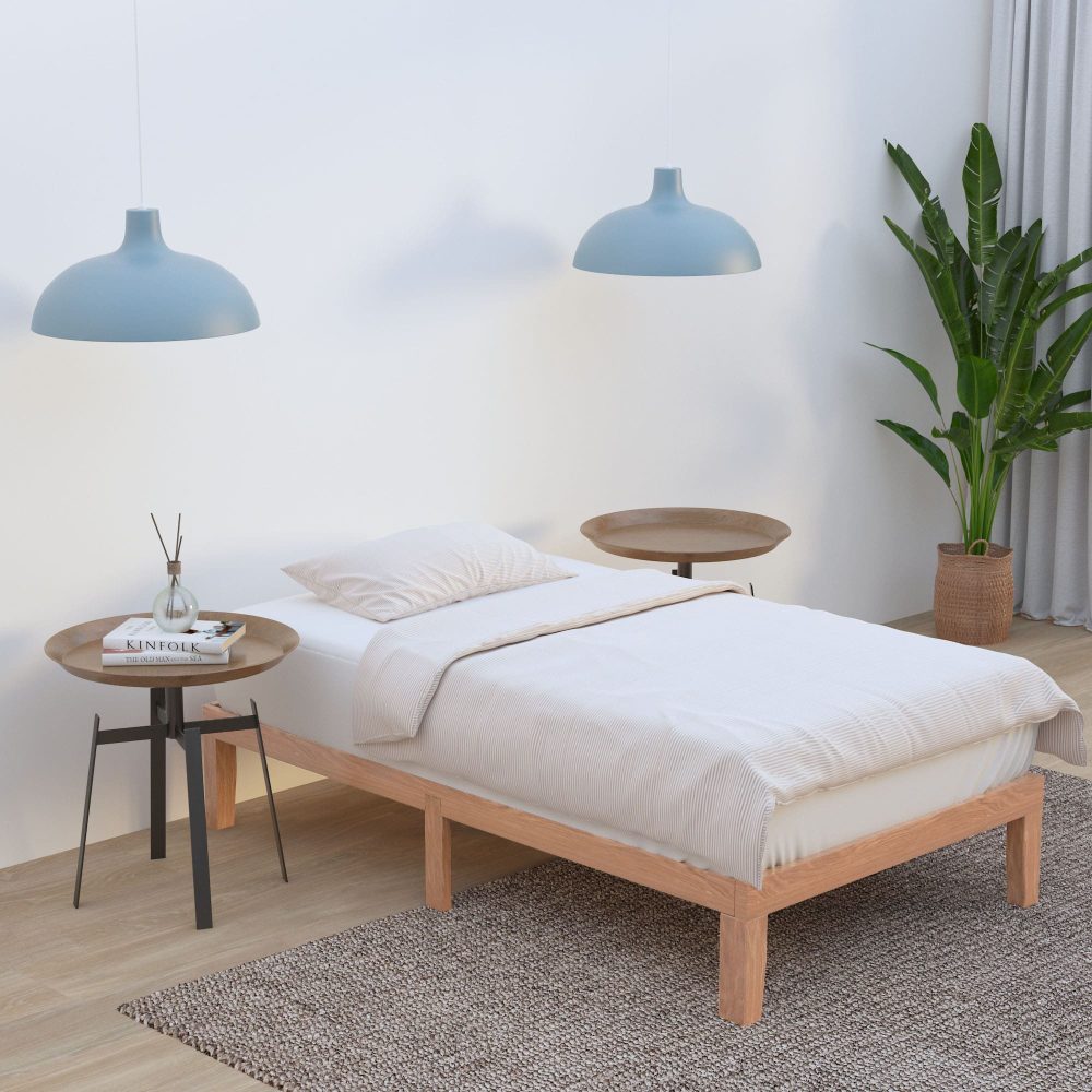 Single Size Warm Wooden Natural Bed Base Frame – Single - Cosy Abode