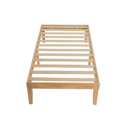 Single Size Warm Wooden Natural Bed Base Frame – Single - Cosy Abode