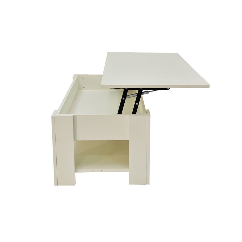 Lift Up Coffee Table with Storage-White - Cosy Abode