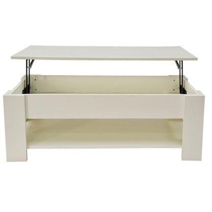 Lift Up Coffee Table with Storage-White - Cosy Abode