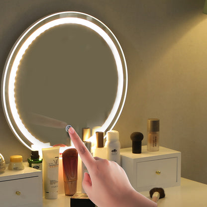 Dressing Vanity Table Stool Set with Make-up LED Lighted Mirror-White - Cosy Abode