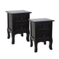 French Bedside Table Nightstand Black Set of 2 - Cosy Abode