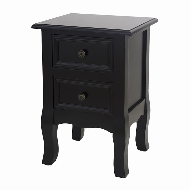 French Bedside Table Nightstand Black Set of 2 - Cosy Abode