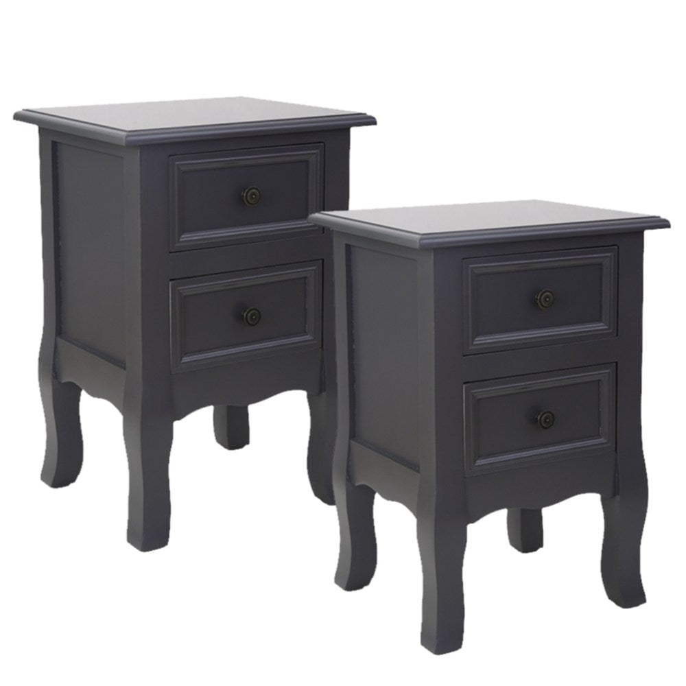 French Bedside Table Nightstand Grey Set of 2 - Cosy Abode