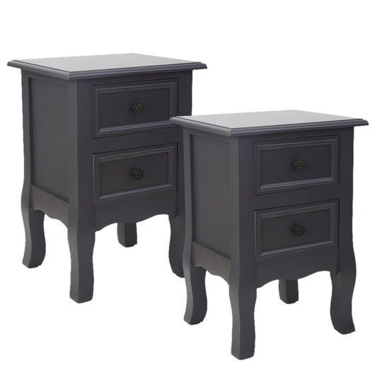 French Bedside Table Nightstand Grey Set of 2 - Cosy Abode