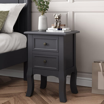 French Bedside Table Nightstand Grey Set of 2 - Cosy Abode