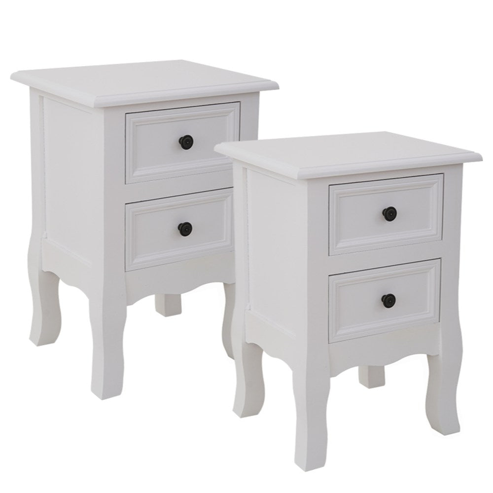 French Bedside Table Nightstand White Set of 2 - Cosy Abode