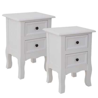 French Bedside Table Nightstand White Set of 2 - Cosy Abode