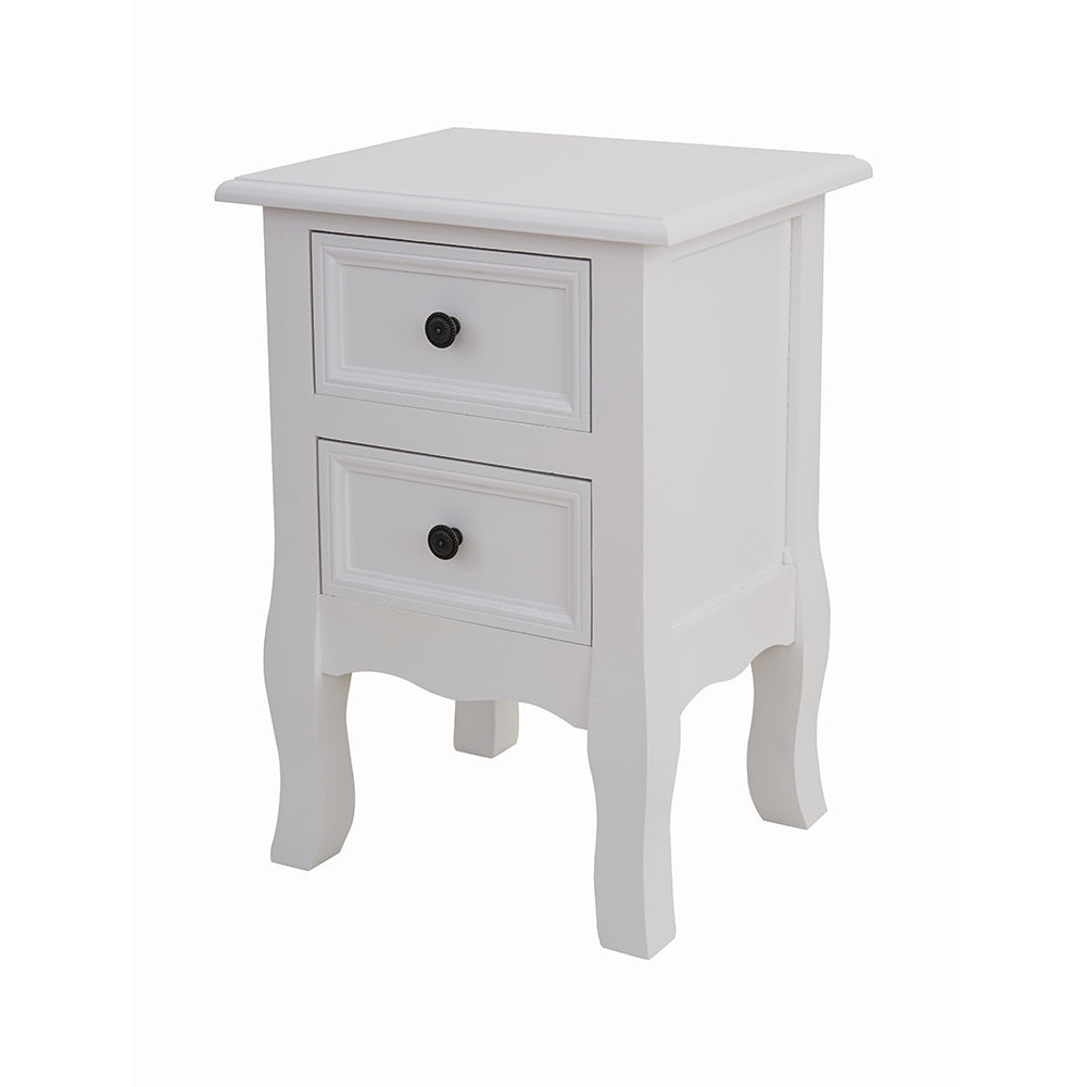 French Bedside Table Nightstand White Set of 2 - Cosy Abode