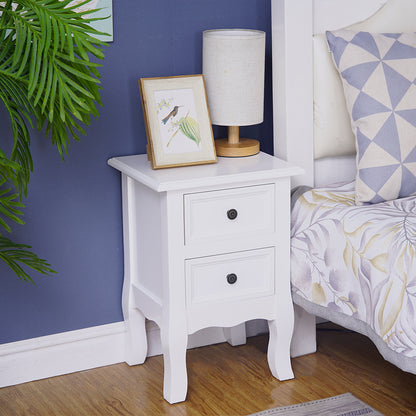 French Bedside Table Nightstand White Set of 2 - Cosy Abode