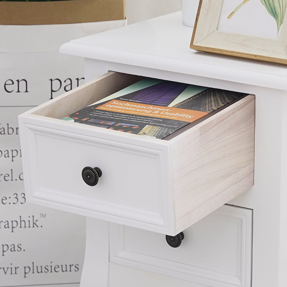 French Bedside Table Nightstand White Set of 2 - Cosy Abode