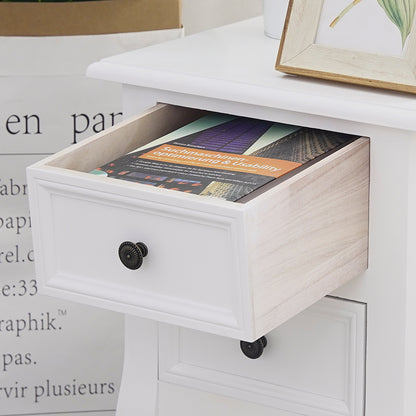 French Bedside Table Nightstand White Set of 2 - Cosy Abode