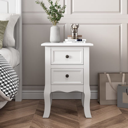 French Bedside Table Nightstand White Set of 2 - Cosy Abode