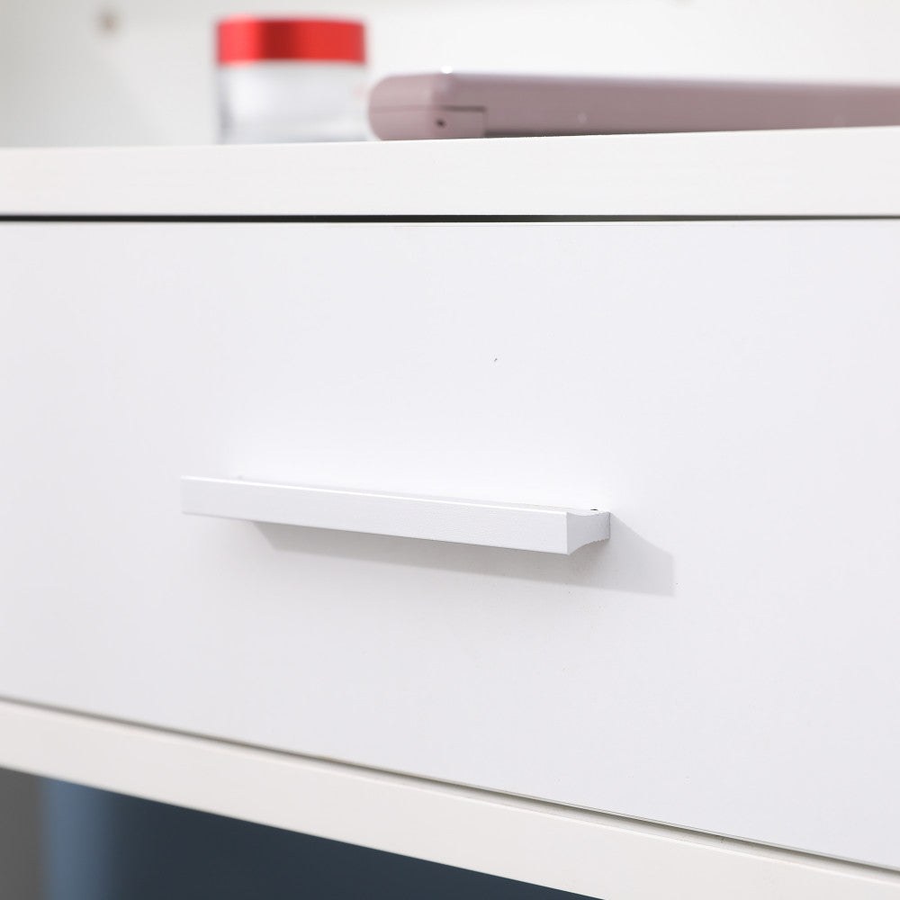 Diana Vanity Set with Shelves Cushioned Stool and Lighted Mirror- White - Cosy Abode