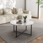 White Marble Effect Round Coffee Table with Black Legs - Cosy Abode