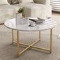 White Marble Effect Round Coffee Table with Gold Legs - Cosy Abode